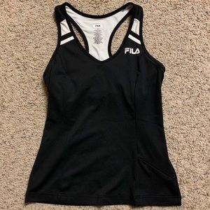 XS Fila white & black racerback tennis tank
